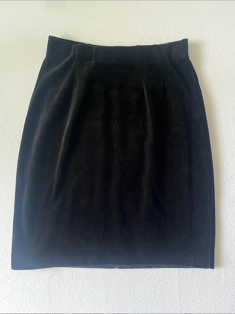Classic Black Velvet Pencil Skirt